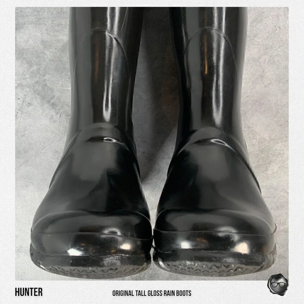 HUNTER ORIGINAL TALL RAIN BOOTS IN GLOSS BLACK WOMEN’S SHOE SIZE EU 36 BOOTS